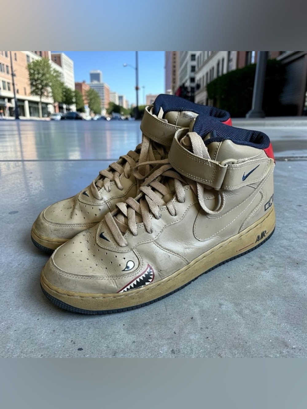 Rare Nike Air Force 1 Mid Tuskegee 306352-221 Tuskegee Airmen Leather Shoes 11.5